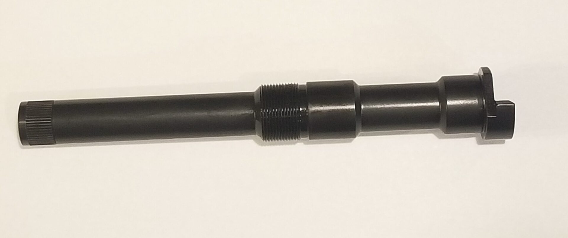 A black rod with two ends attached to it.