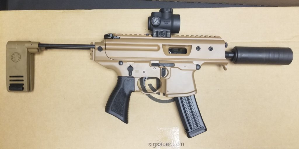 SIG-Saur MPX Copperhead with a beige background