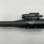 A black rifle with a sight on it.